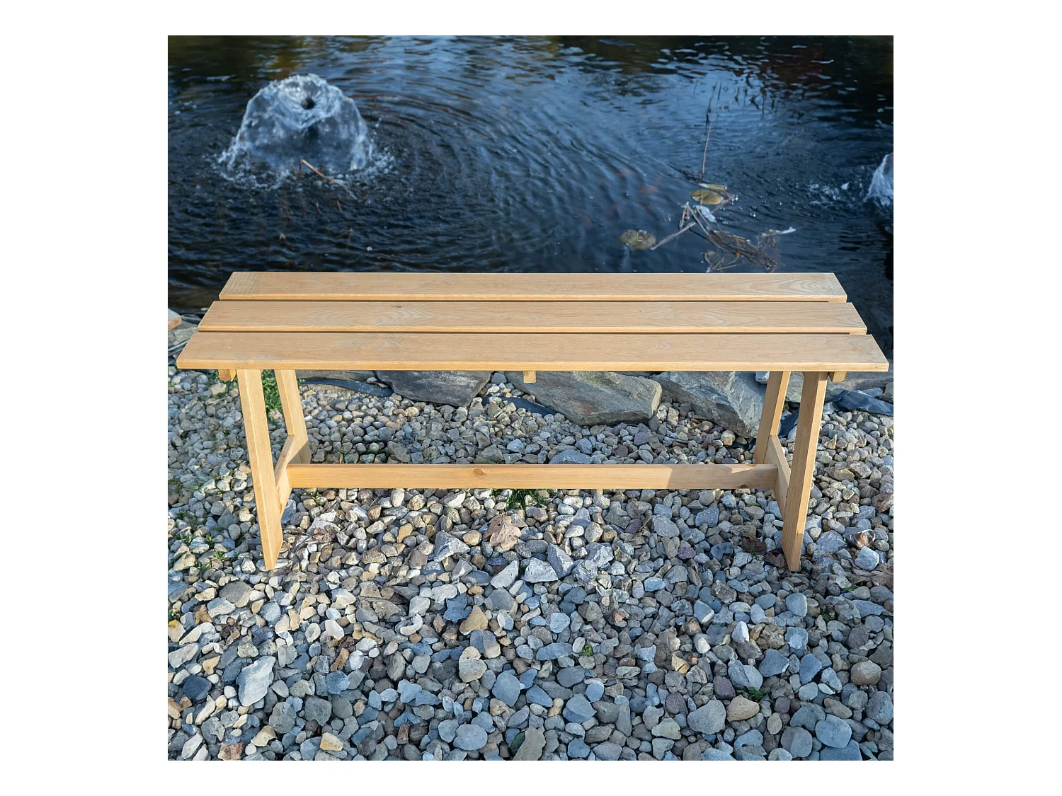 Panca da giardino in legno KADAX, 2 posti, senza braccioli e schienale, panca, panca da parcheggio, panca da esterno per balcone, giardino, terrazza (rovere dorato)