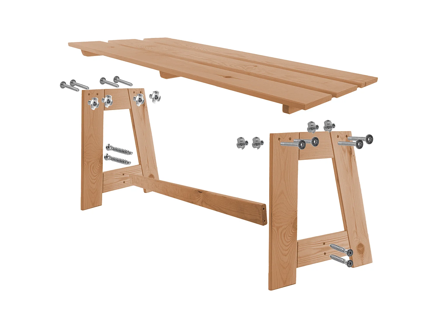 Panca da giardino in legno KADAX, 2 posti, senza braccioli e schienale, panca, panca da parcheggio, panca da esterno per balcone, giardino, terrazza (rovere dorato)