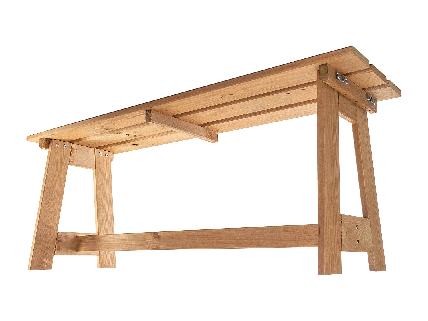 Banc de jardin en bois KADAX, 2 places, sans accoudoirs ni dossier, banc, banc de stationnement, banc extérieur pour balcon, jardin, terrasse (chêne doré)