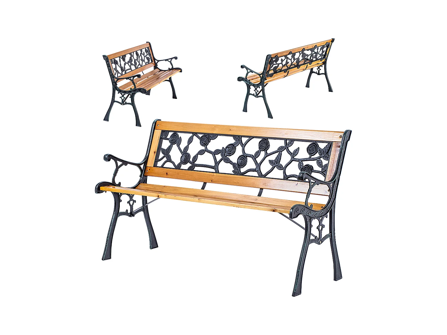 KADAX Ławka ogrodowa Sables drewniana 122x53x73cm