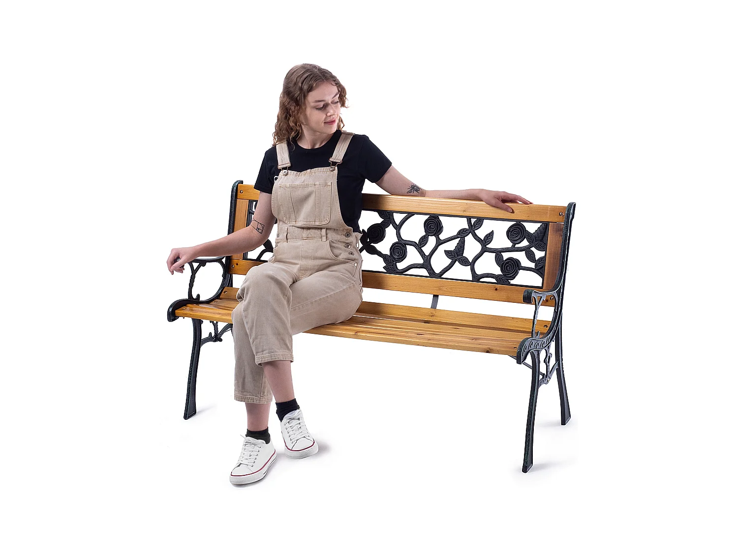 KADAX Ławka ogrodowa Sables drewniana 122x53x73cm