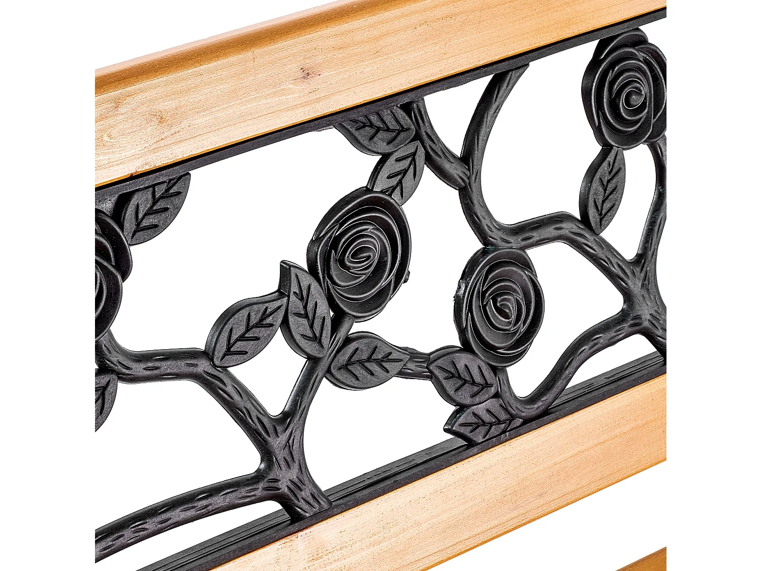 Panca da giardino KADAX in legno e ghisa, panca in legno a 2 posti con braccioli e schienale, panca, panchina da parcheggio, panca da esterno per balcone,