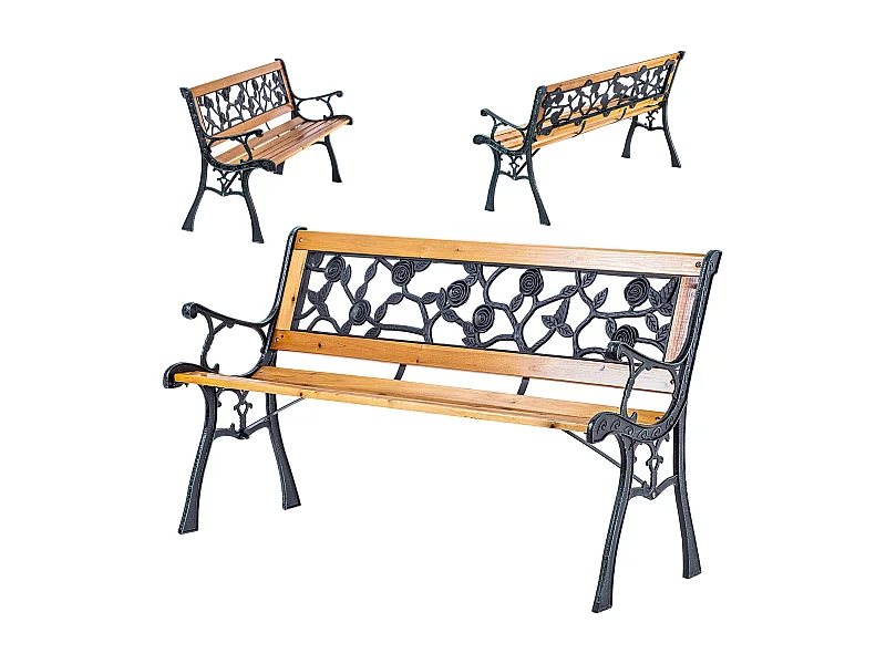 KADAX Ławka ogrodowa Sables drewniana 122x53x73cm