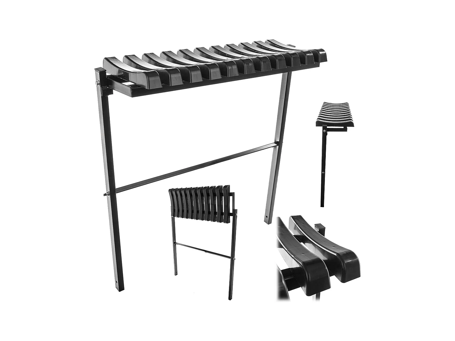 KADAX Friedhofsbank 72,5 cm, tuinbank met inklapbare constructie, ruimtebesparende zitbank voor buiten, bank van staal en kunststof voor tuin en begraafplaats