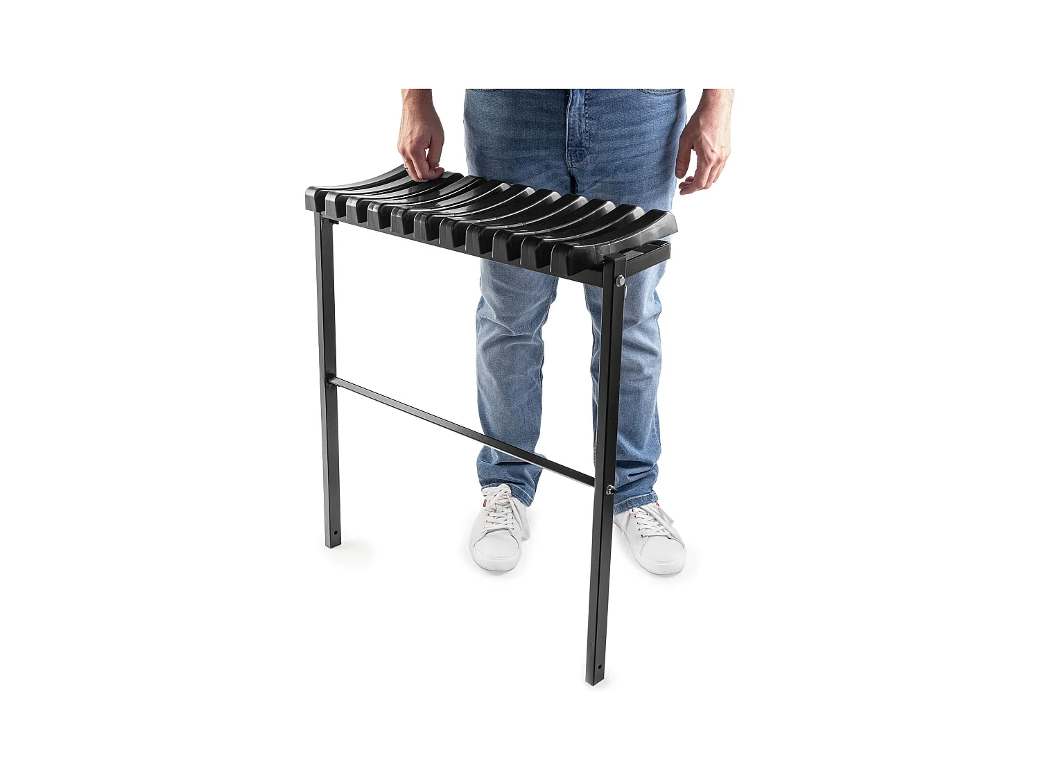 KADAX Friedhofsbank 72,5 cm, tuinbank met inklapbare constructie, ruimtebesparende zitbank voor buiten, bank van staal en kunststof voor tuin en begraafplaats