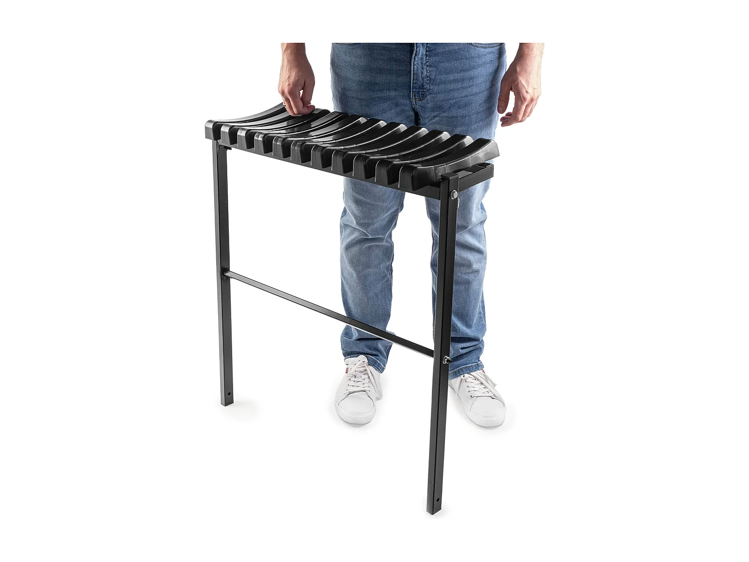 KADAX Friedhofsbank 72,5 cm, panchina da giardino con struttura pieghevole, panchina da esterno salvaspazio, panchina in acciaio e plastica per giardino e cimitero