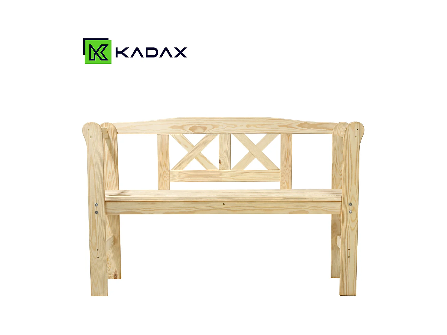 KADAX Ławka ogrodowa Coca z oparciem "X" naturalna 119 x 76 cm