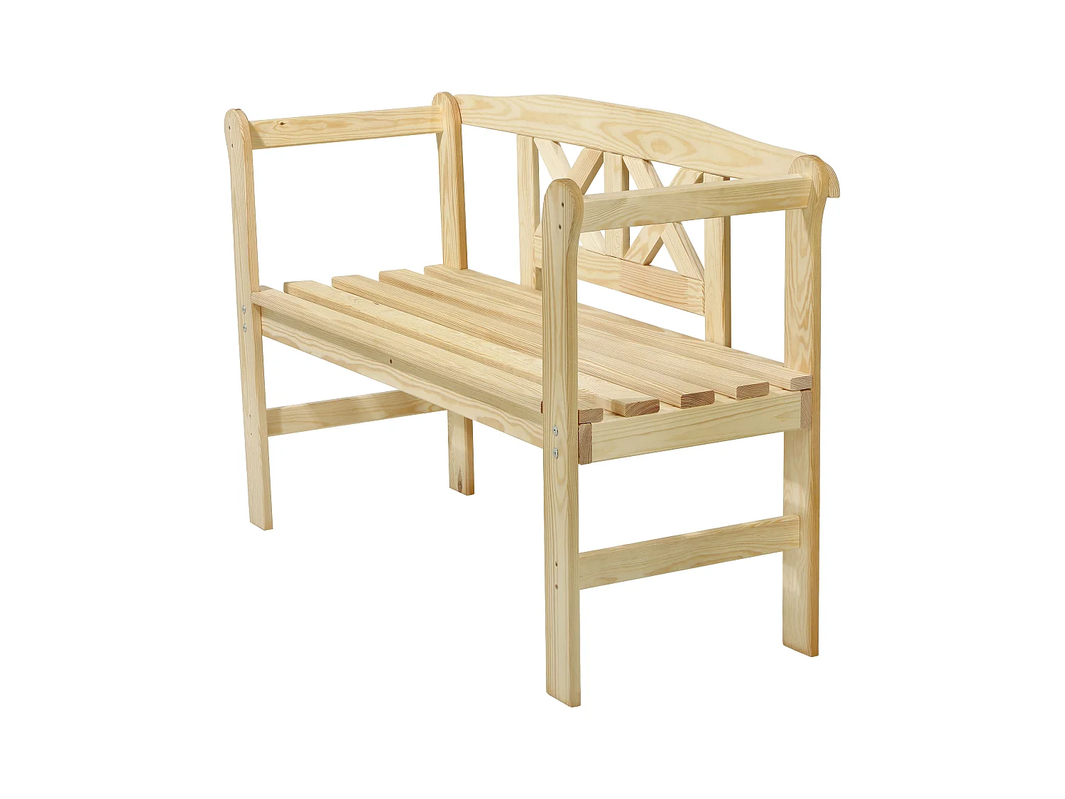 KADAX Ławka ogrodowa Coca z oparciem "X" naturalna 119 x 76 cm