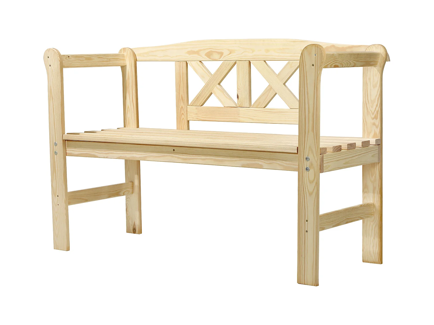 KADAX Ławka ogrodowa Coca z oparciem "X" naturalna 119 x 76 cm