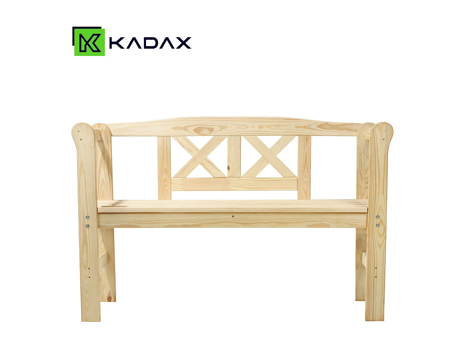 KADAX Ławka ogrodowa Coca z oparciem "X" naturalna 119 x 76 cm