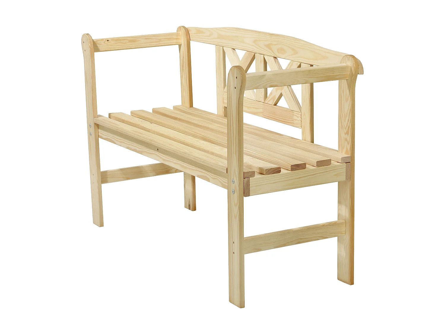 KADAX Ławka ogrodowa Coca z oparciem "X" naturalna 119 x 76 cm