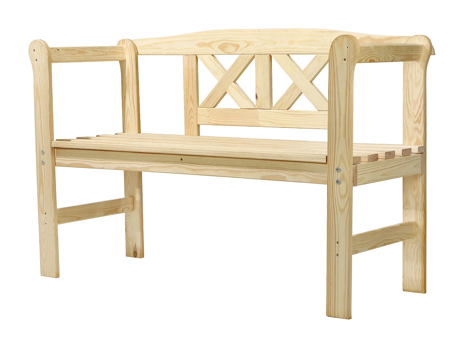 KADAX Ławka ogrodowa Coca z oparciem "X" naturalna 119 x 76 cm