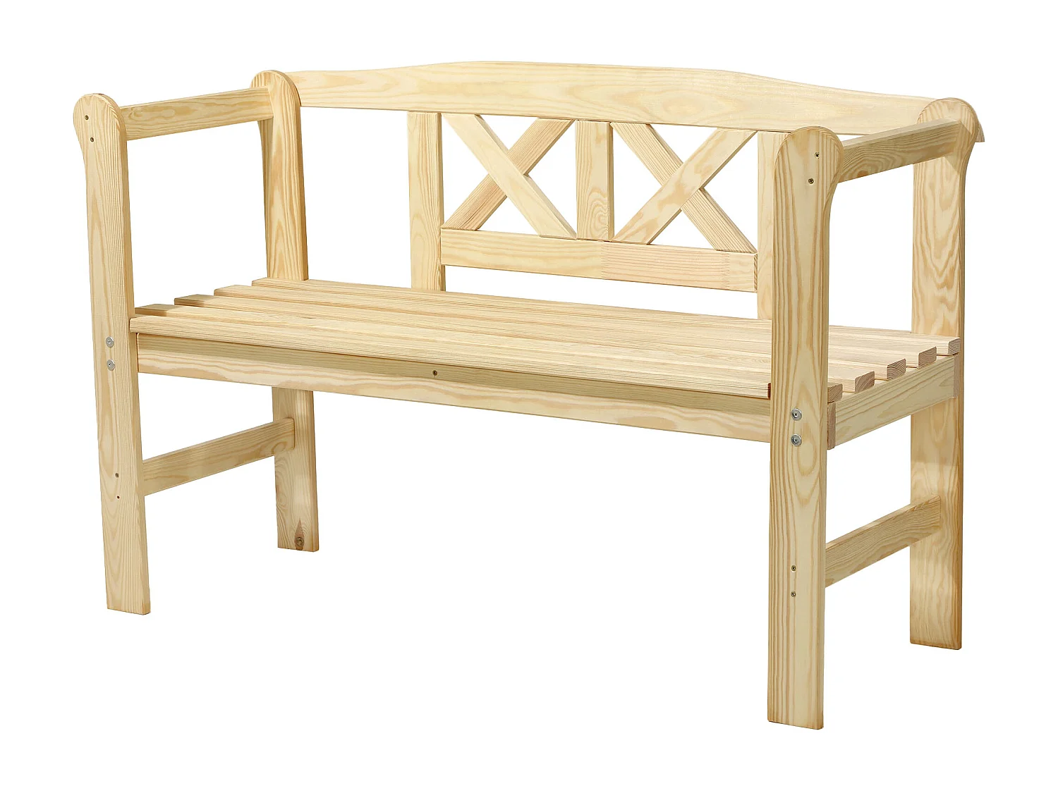 KADAX Ławka ogrodowa Coca z oparciem "X" naturalna 119 x 76 cm