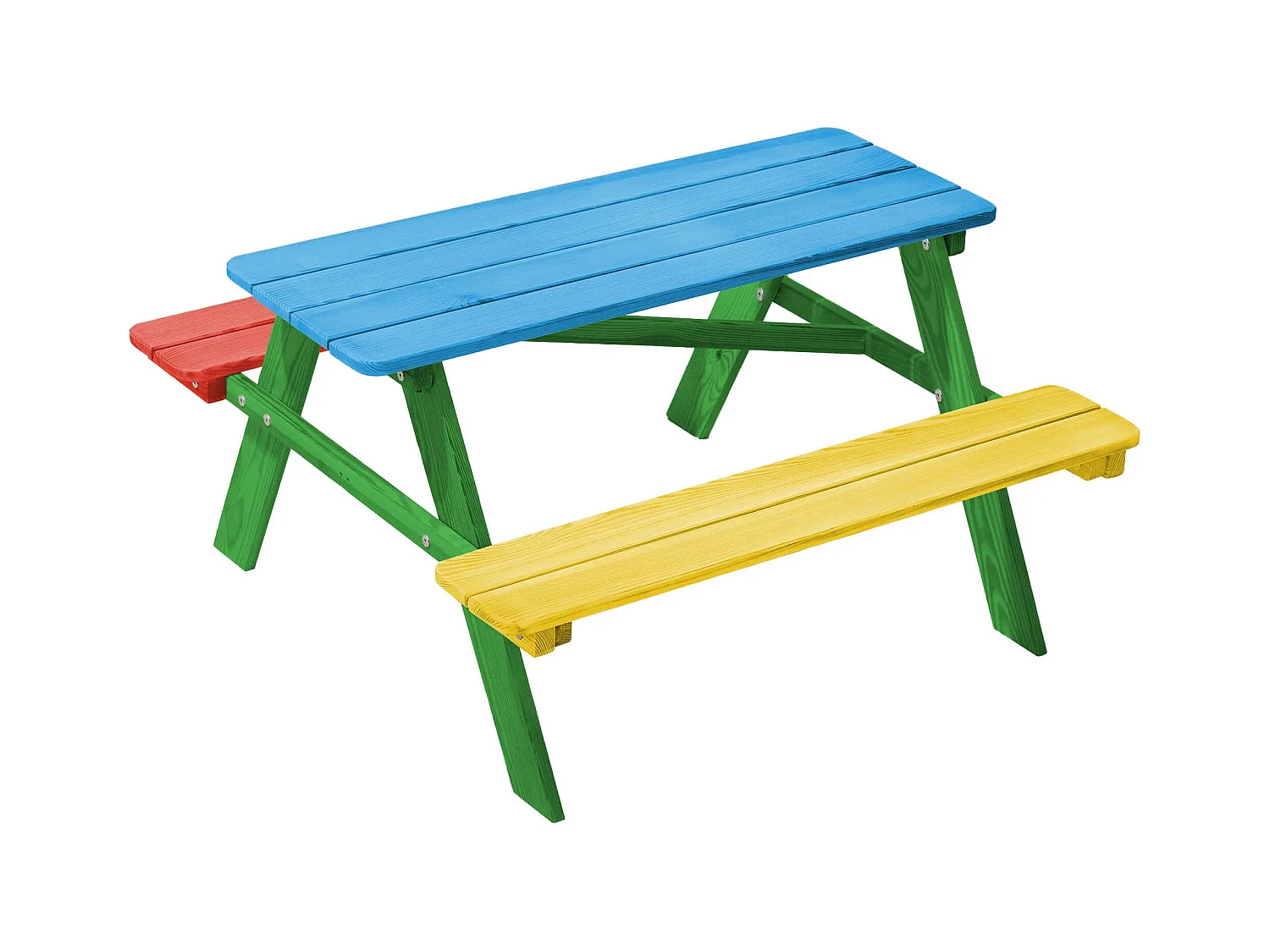 KADAX Kinder-Picknicktisch mit Bänken, Kindermöbel fürs Picknick, Kindertisch aus Holz, Picknick-Set für den Garten, Kindersitzgruppe aus Holz, Kindersitzgruppe