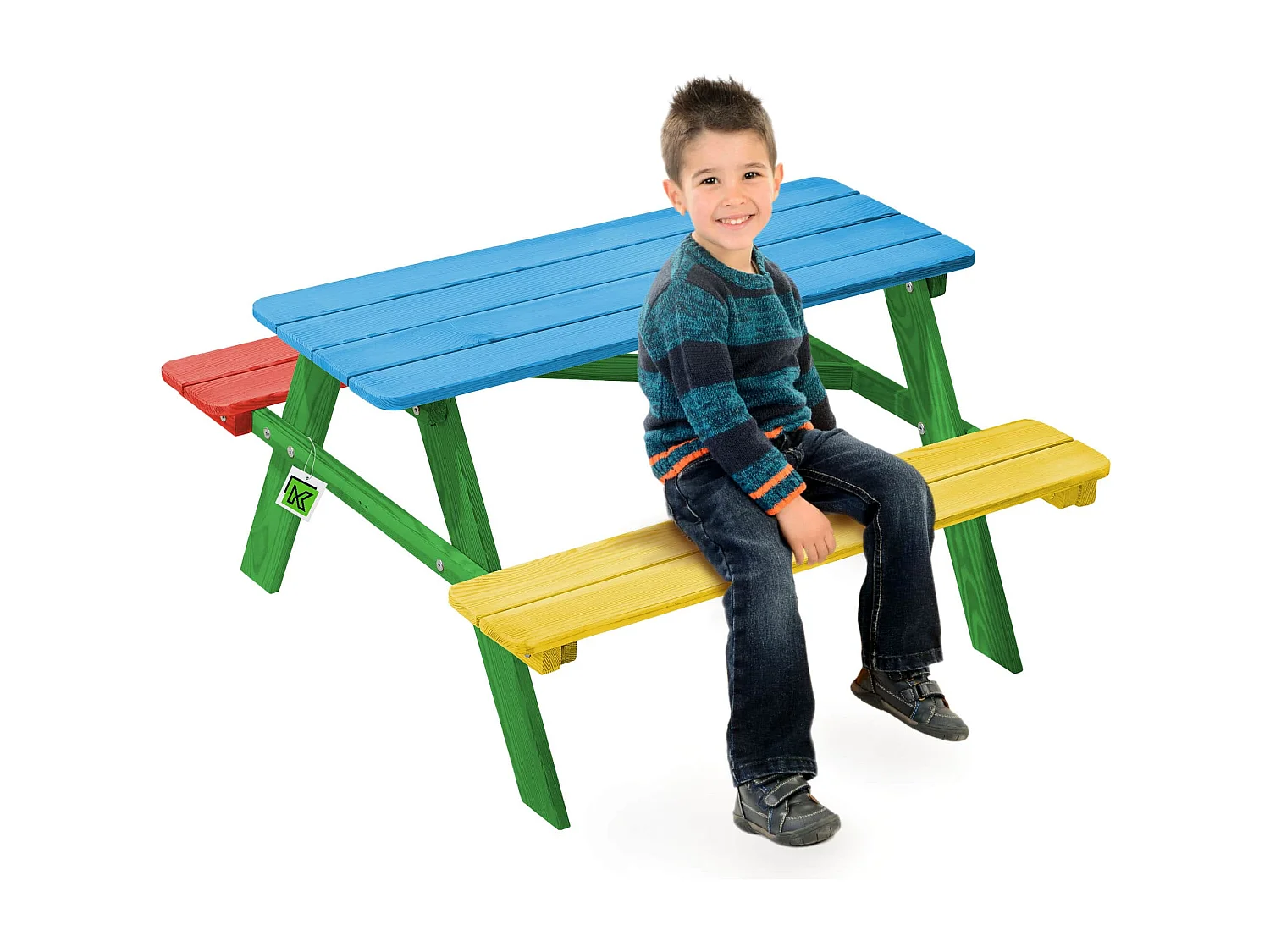 KADAX Table de pique-nique pour enfants avec bancs, mobilier pour enfants pour pique-nique, table pour enfants en bois, ensemble de pique-nique pour le jardin,