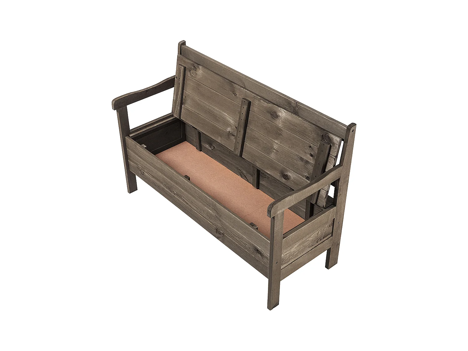 KADAX Tuinbank met opbergruimte, 120 x 47 x 81,5 cm, vezelplaat borst rugleuning, weerbestendig, voor tuin, balkon (120 cm, donkerbruin)