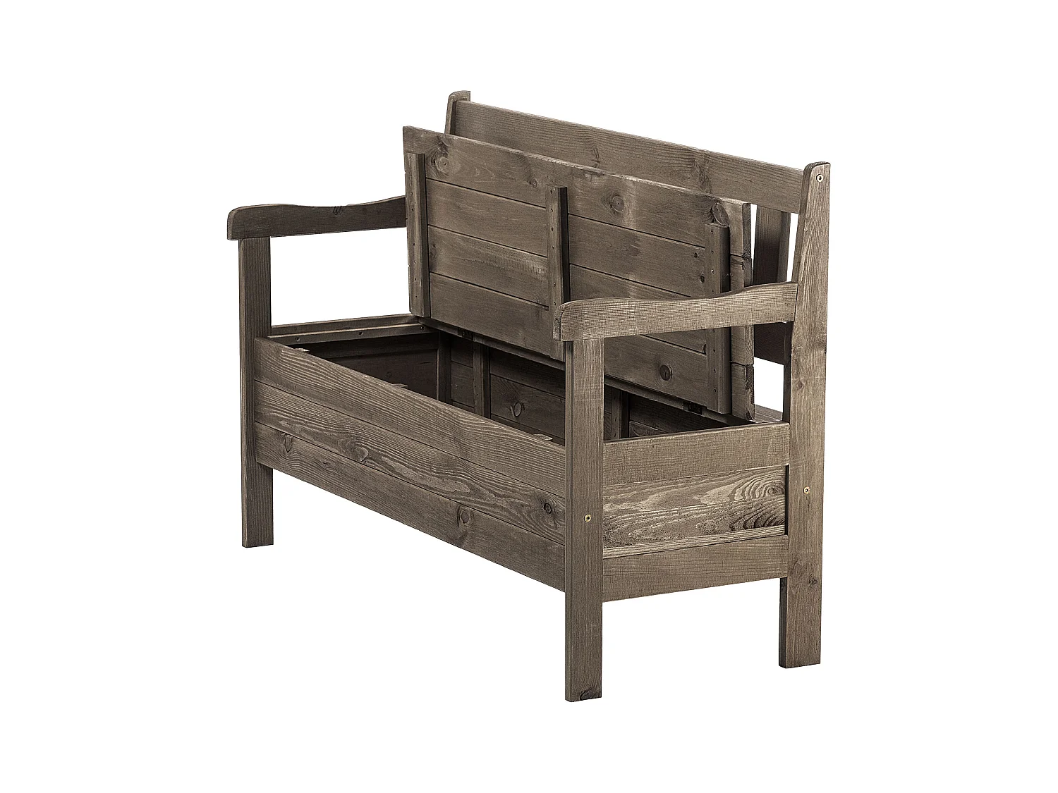 KADAX Tuinbank met opbergruimte, 120 x 47 x 81,5 cm, vezelplaat borst rugleuning, weerbestendig, voor tuin, balkon (120 cm, donkerbruin)