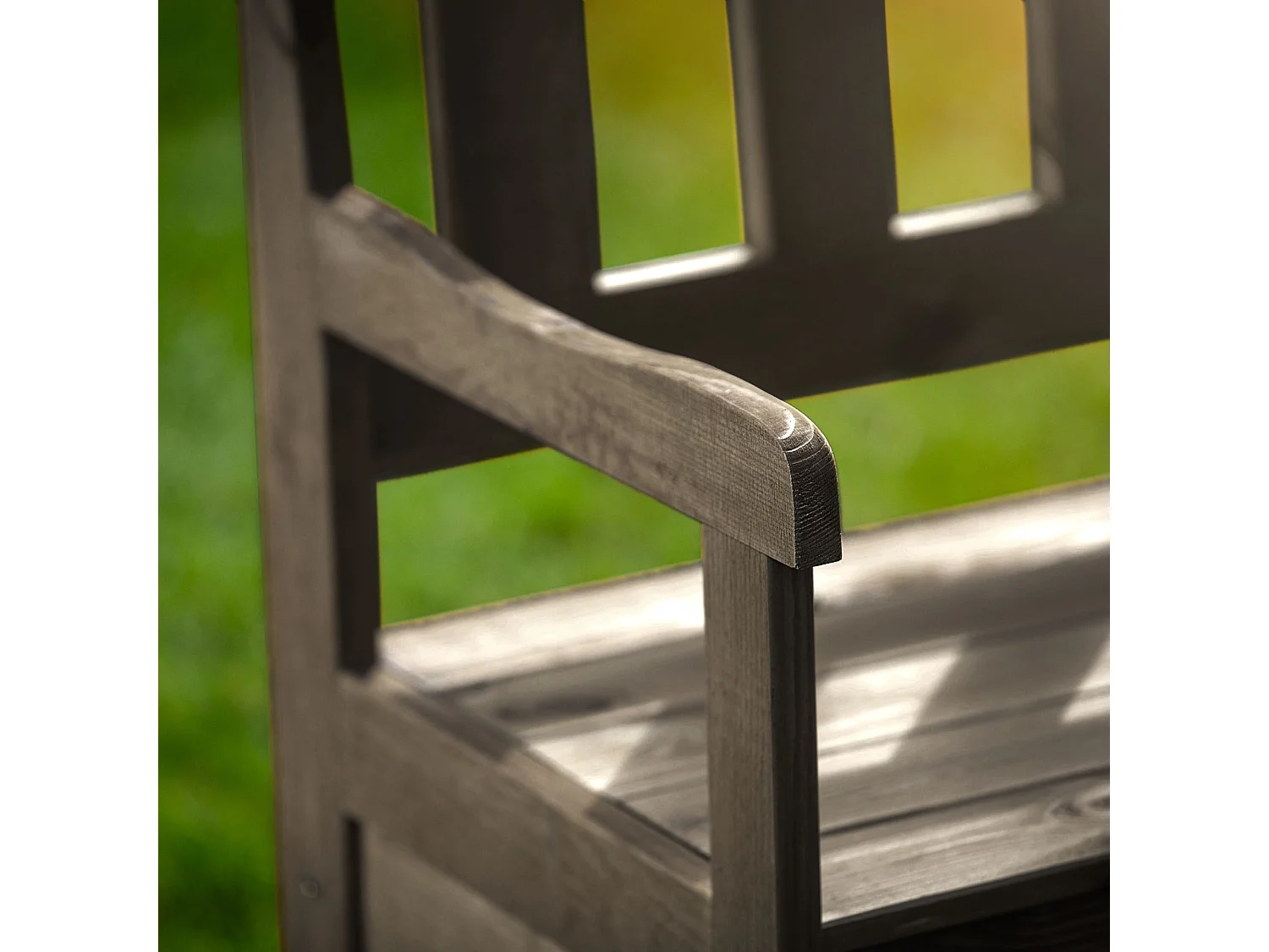 Banc de jardin KADAX avec rangement, 120 x 47 x 81,5 cm, dossier en panneau de fibres, résistant aux intempéries, pour jardin, balcon (120 cm, marron foncé)
