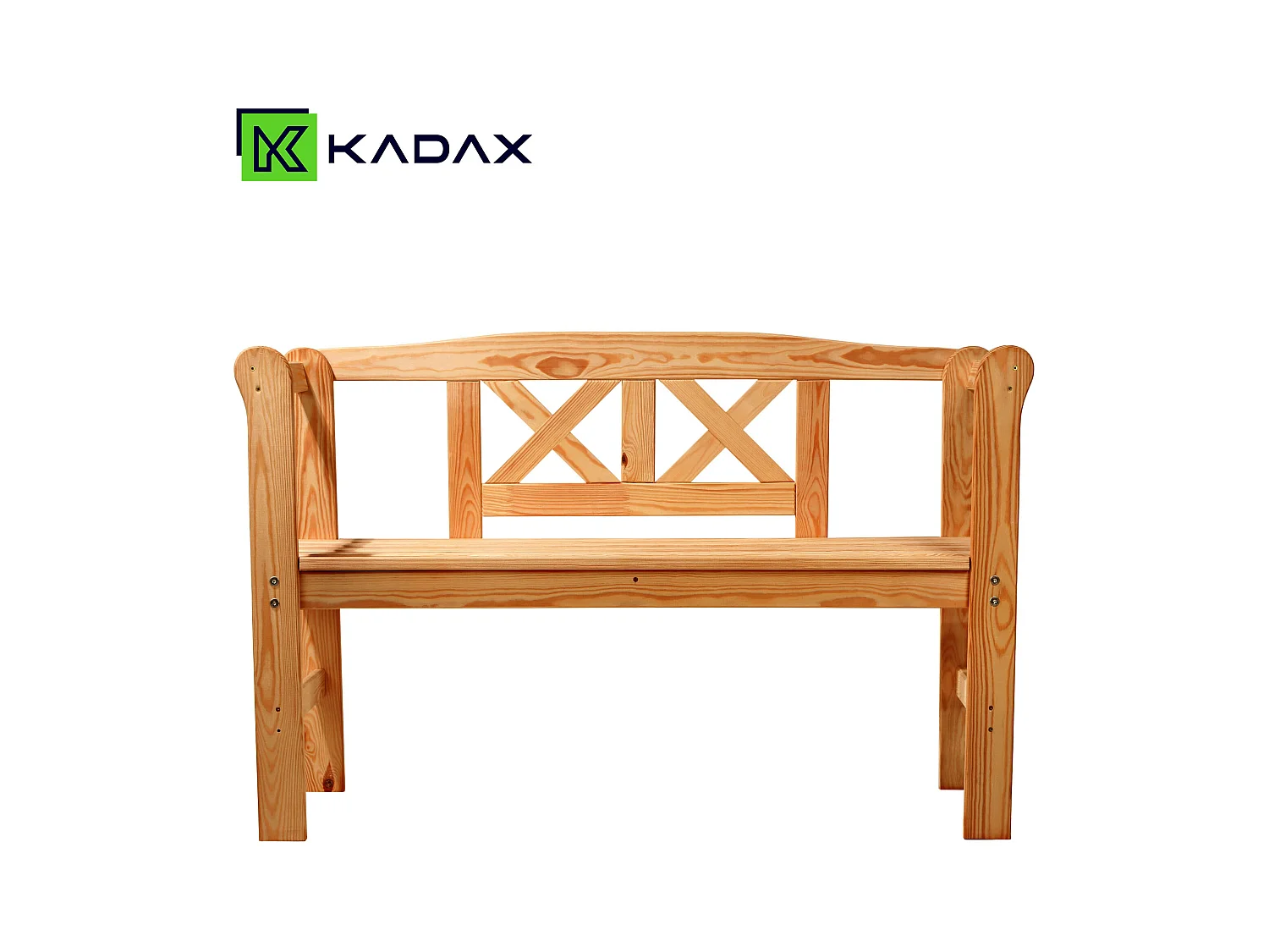 KADAX Ławka ogrodowa Coca tik z oparciem "X" 119 x 76 cm