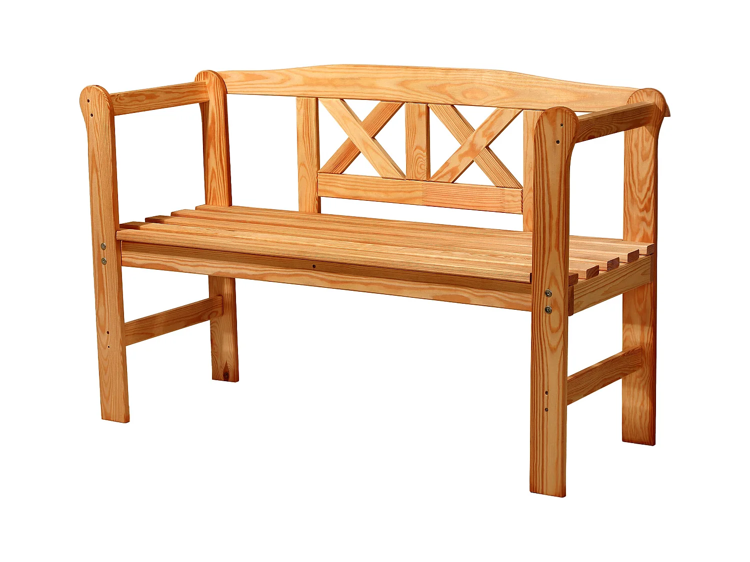 KADAX Ławka ogrodowa Coca tik z oparciem "X" 119 x 76 cm