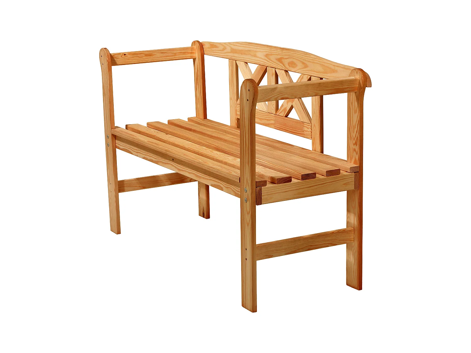 KADAX Ławka ogrodowa Coca tik z oparciem "X" 119 x 76 cm