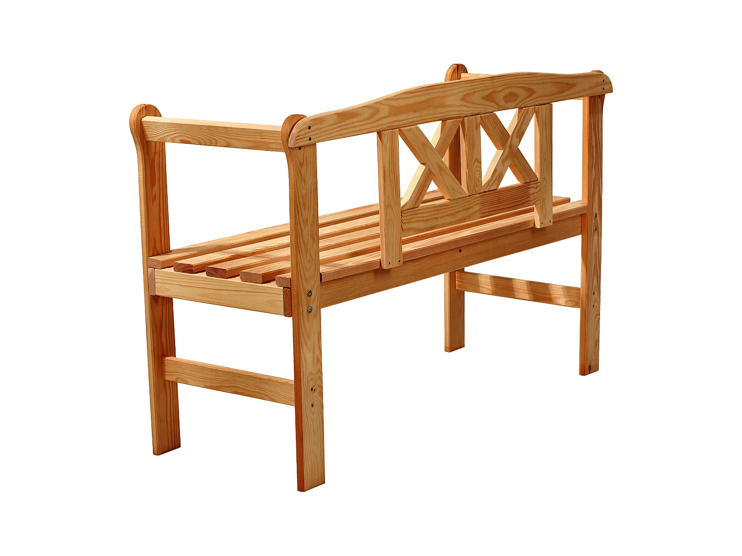 KADAX Ławka ogrodowa Coca tik z oparciem "X" 119 x 76 cm