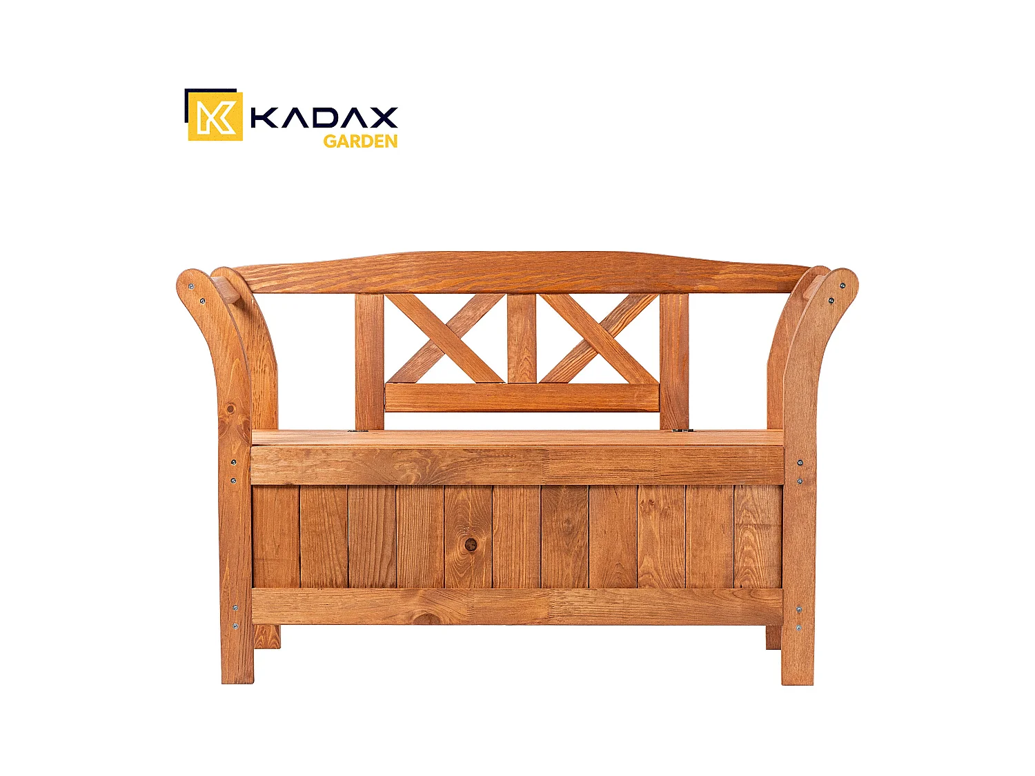 KADAX Ławka ogrodowa ze skrzynią Rosay złoty dąb
