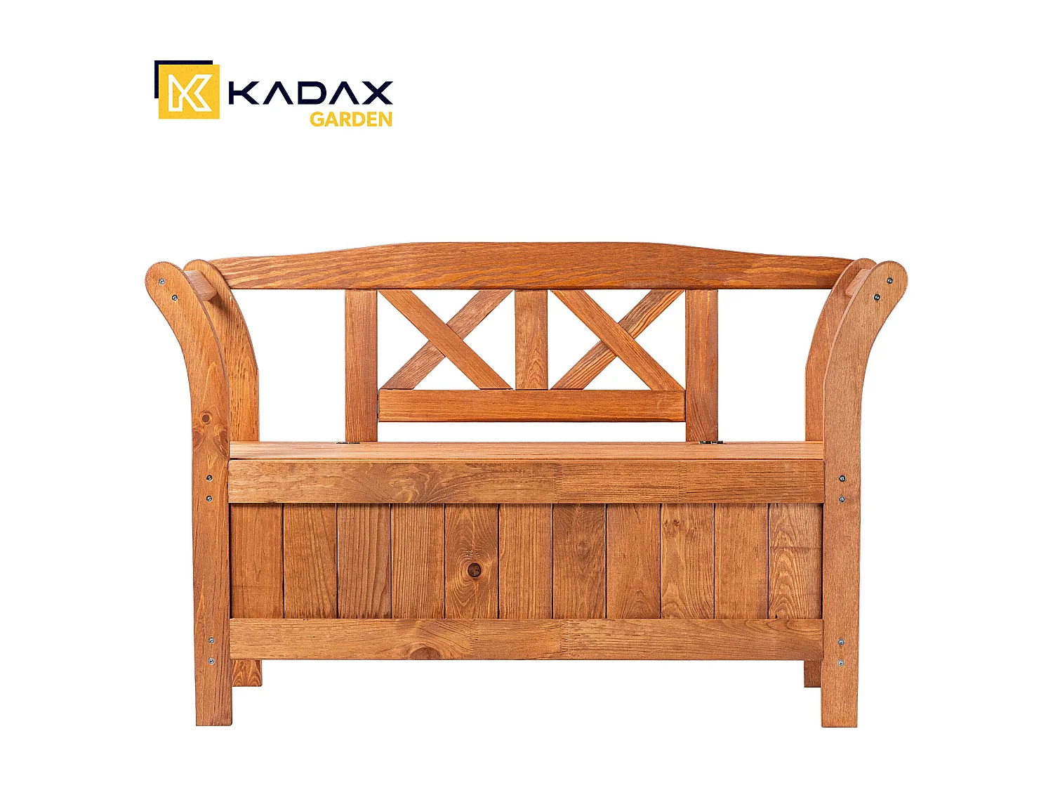 KADAX Ławka ogrodowa ze skrzynią Rosay złoty dąb