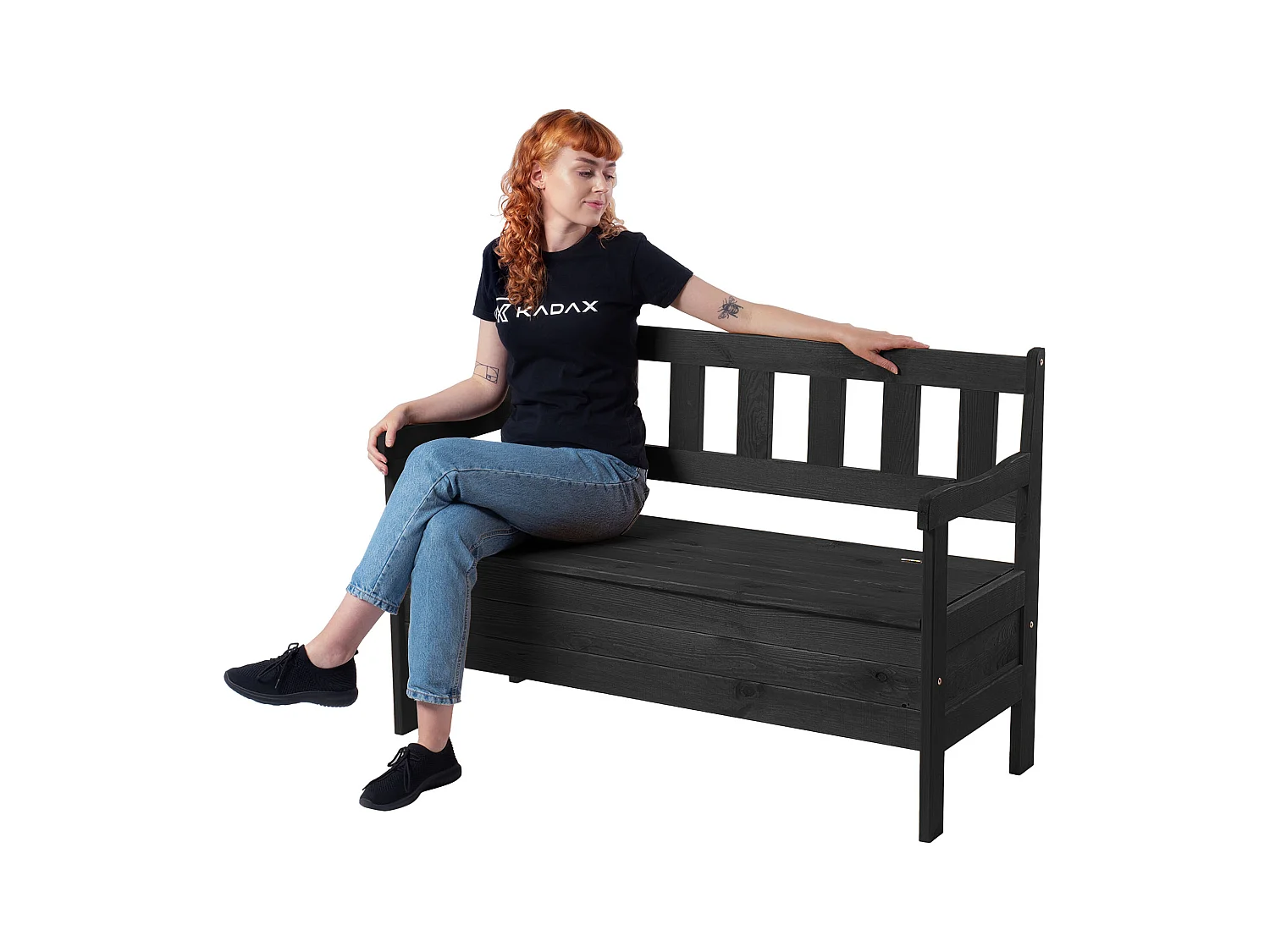 KADAX Tuinbank, 120 x 47 x 81,5 cm, bank van een vezelplaat, zitbank met opbergruimte en rugleuning, weerbestendige houten bank voor tuin, balkon, 120 cm, antraciet