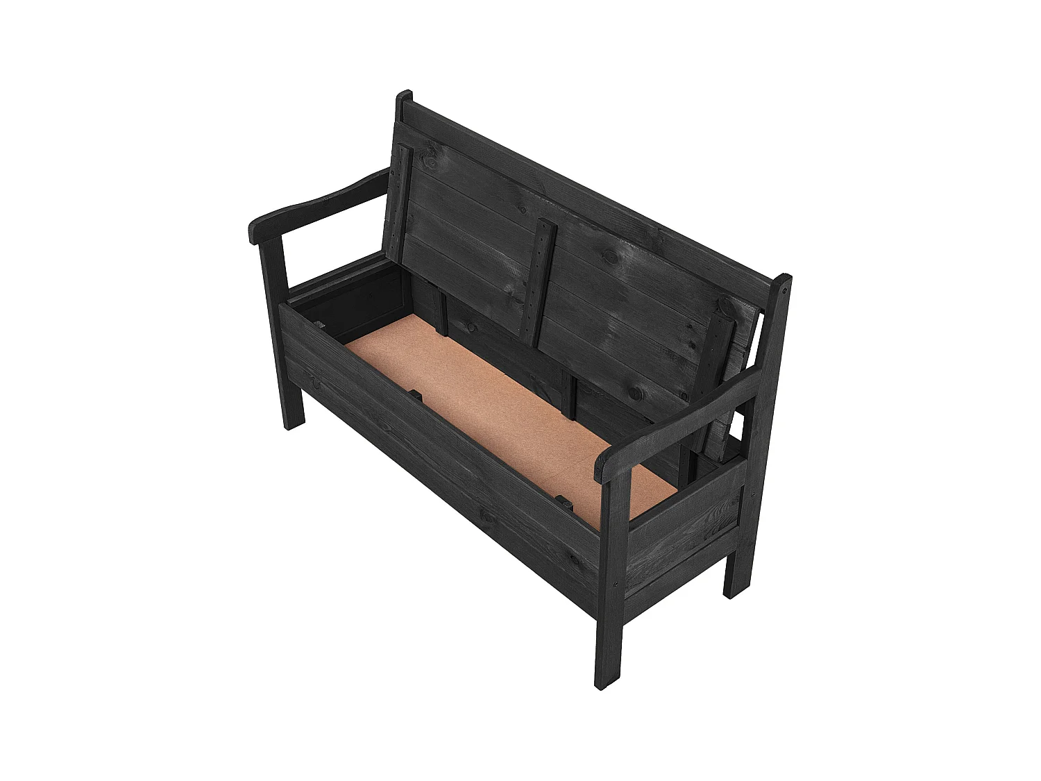 KADAX Tuinbank, 120 x 47 x 81,5 cm, bank van een vezelplaat, zitbank met opbergruimte en rugleuning, weerbestendige houten bank voor tuin, balkon, 120 cm, antraciet