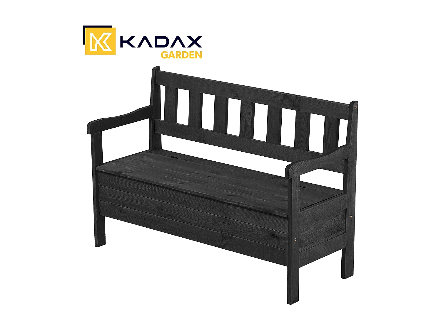 Banc de jardin KADAX, 120 x 47 x 81,5 cm, banc en panneaux de fibres, banc avec espace de rangement et dossier, banc en bois résistant aux intempéries pour jardin,