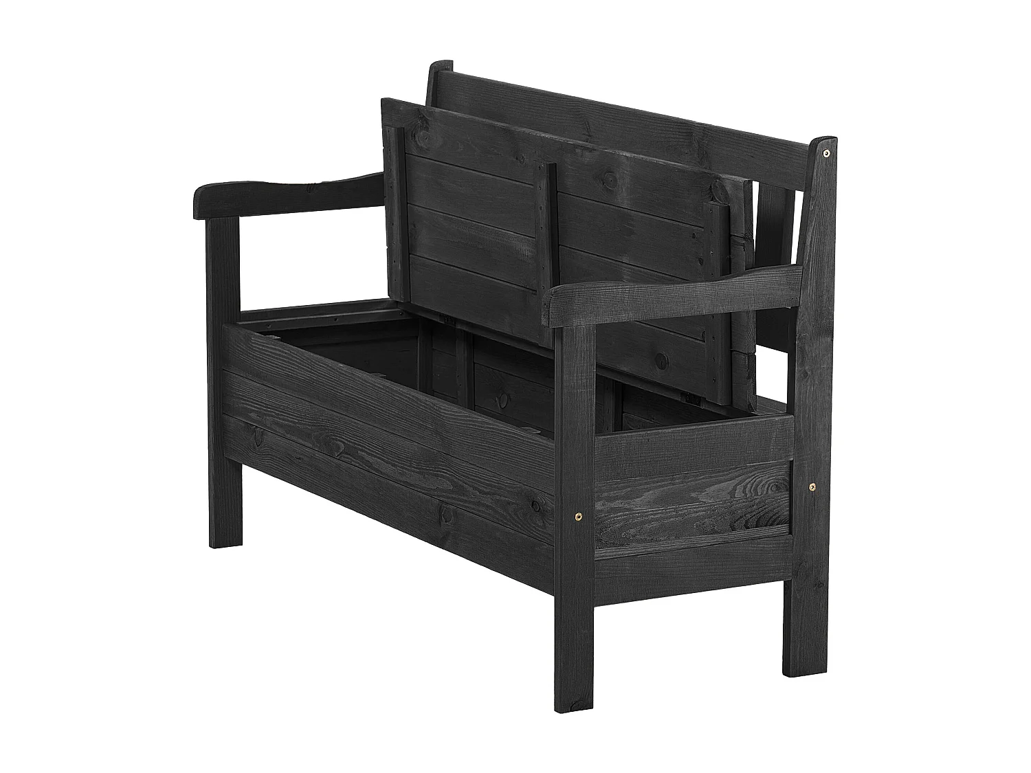 Banc de jardin KADAX, 120 x 47 x 81,5 cm, banc en panneaux de fibres, banc avec espace de rangement et dossier, banc en bois résistant aux intempéries pour jardin,