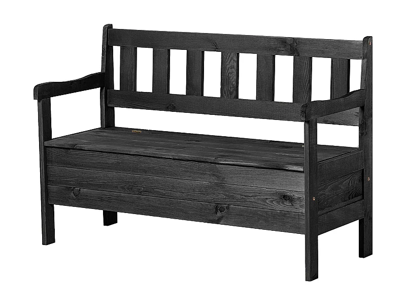 KADAX Gartenbank, 120 x 47 x 81,5 cm, Sitzbank aus Holzfaserplatte, Sitzbank mit Stauraum und Rückenlehne, wetterfeste Holzbank für Garten, Balkon, 120 cm,