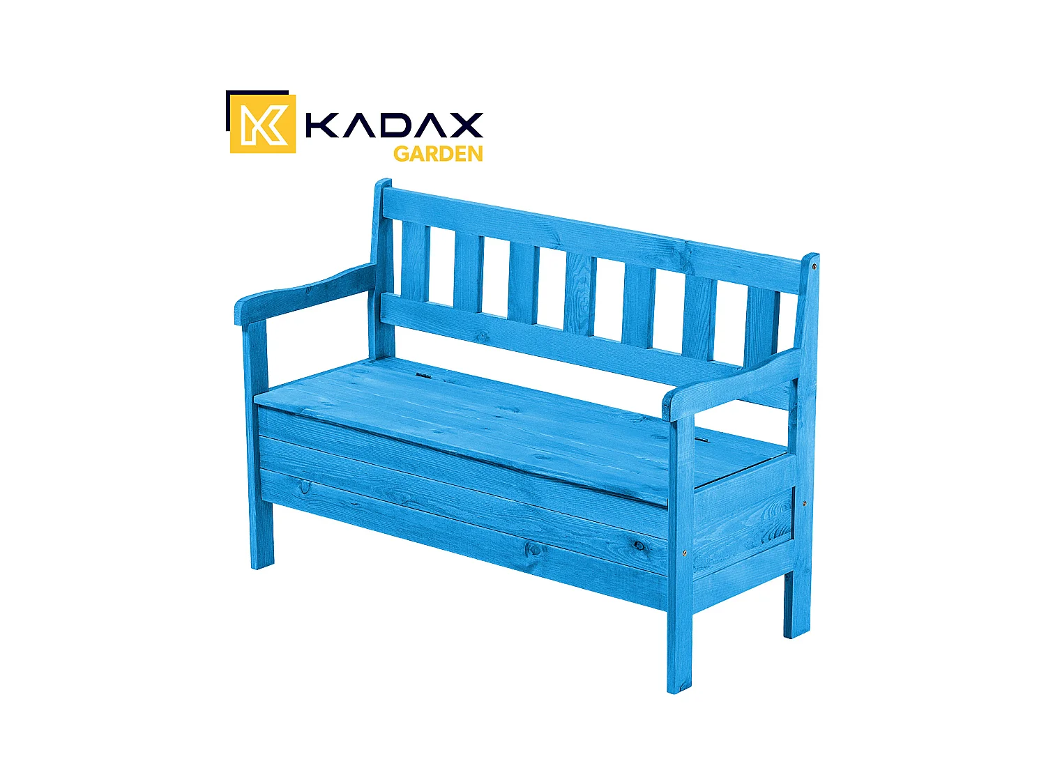KADAX Tuinbank, 120 x 47 x 81,5 cm, bank van een vezelplaat, zitbank met opbergruimte en rugleuning, weerbestendige houten bank voor tuin, balkon, 120 cm, blauw