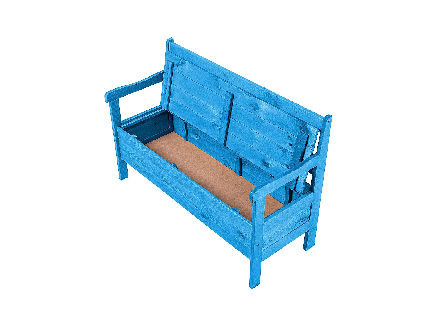 KADAX Tuinbank, 120 x 47 x 81,5 cm, bank van een vezelplaat, zitbank met opbergruimte en rugleuning, weerbestendige houten bank voor tuin, balkon, 120 cm, blauw