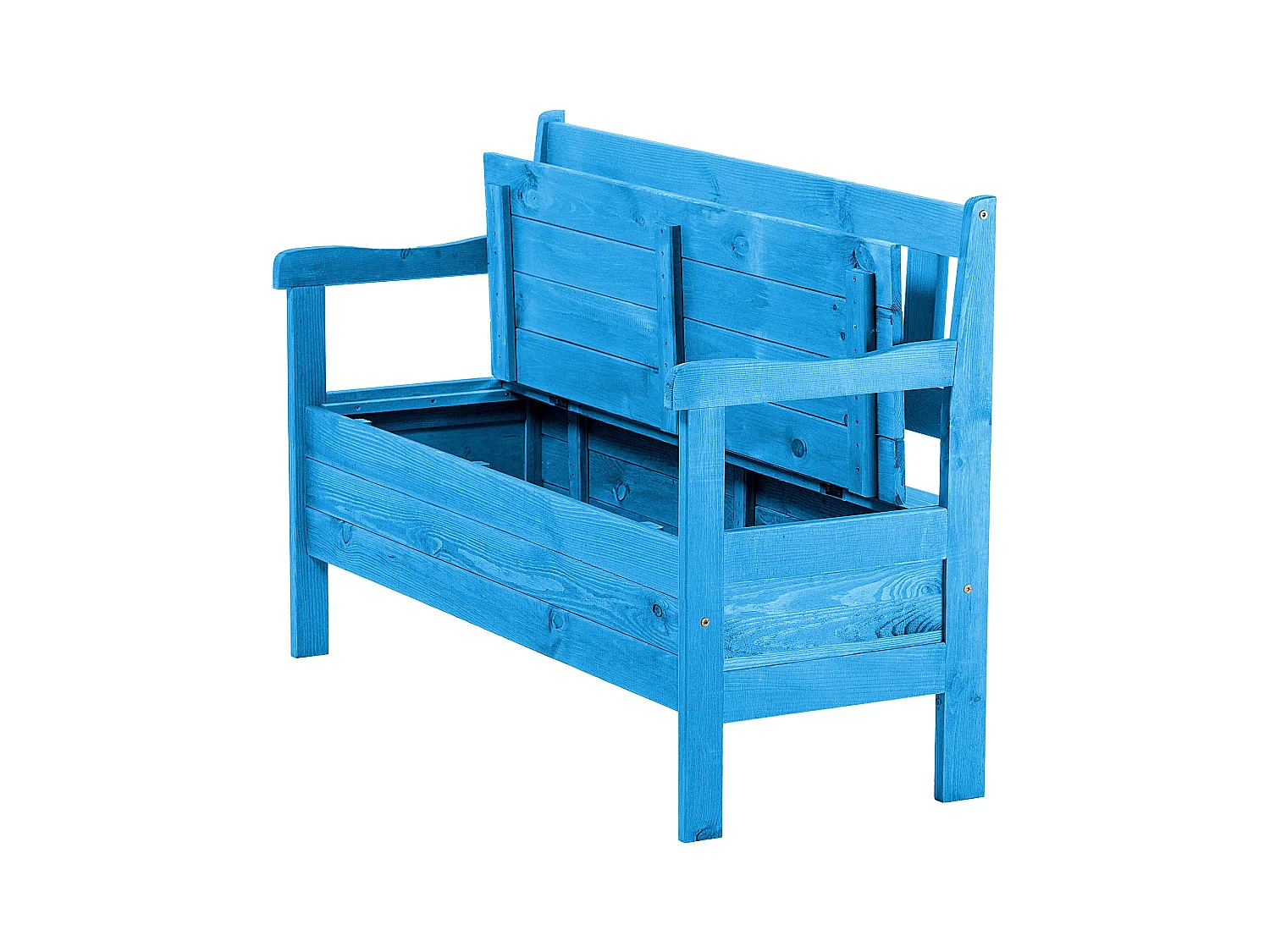 KADAX Tuinbank, 120 x 47 x 81,5 cm, bank van een vezelplaat, zitbank met opbergruimte en rugleuning, weerbestendige houten bank voor tuin, balkon, 120 cm, blauw