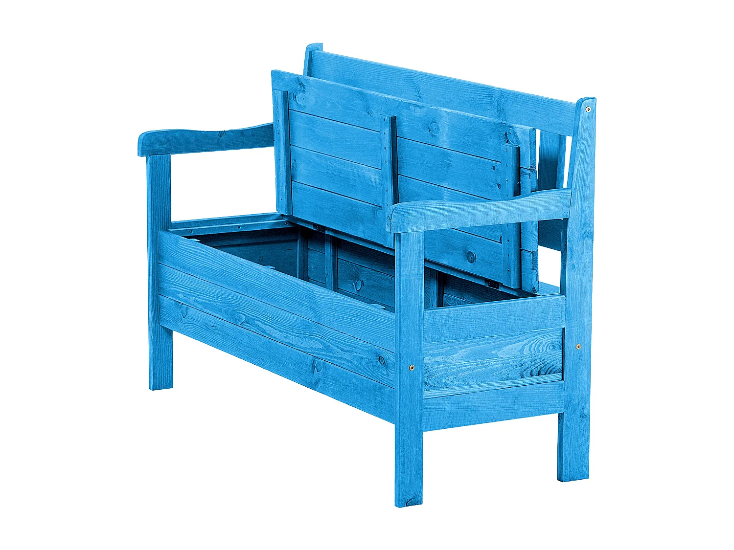 Banc de jardin KADAX, 120 x 47 x 81,5 cm, banc en panneaux de fibres, banc avec espace de rangement et dossier, banc en bois résistant aux intempéries pour jardin,