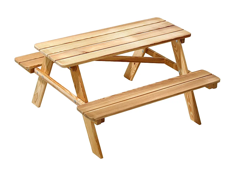 KADAX Kinderpicknicktafel met banken, kindermeubel voor picknick, kindertafel van hout, picknickset voor tuin, houten zitgroep (natuurlijk)