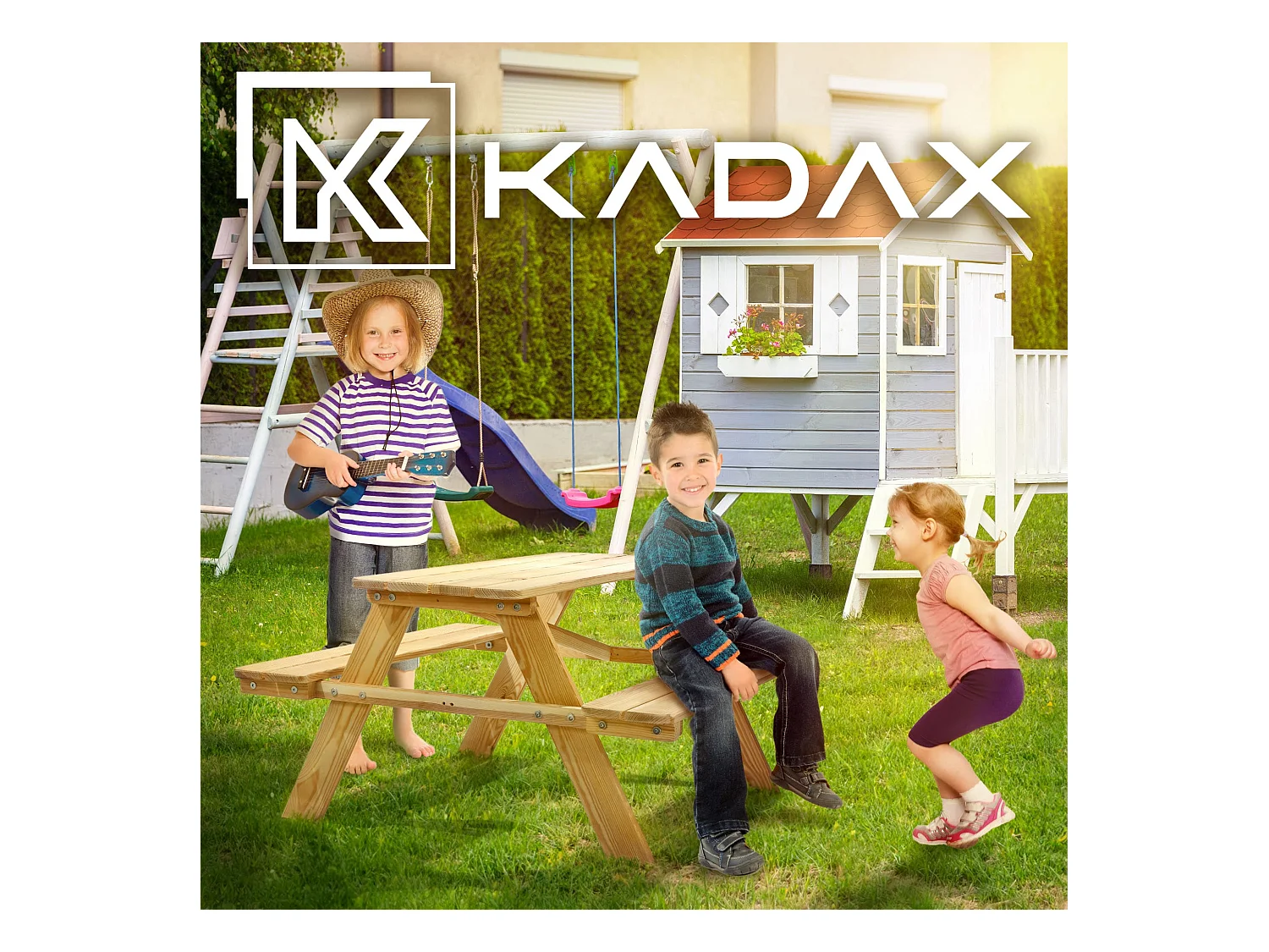 KADAX Zestaw piknikowy dla dzieci Molere naturalny stoliczek dla dzieci