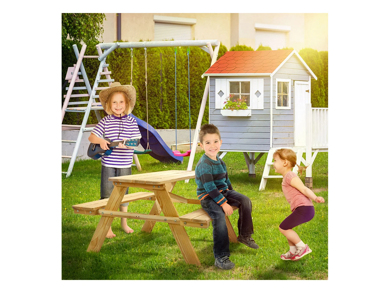 KADAX Zestaw piknikowy dla dzieci Molere naturalny stoliczek dla dzieci