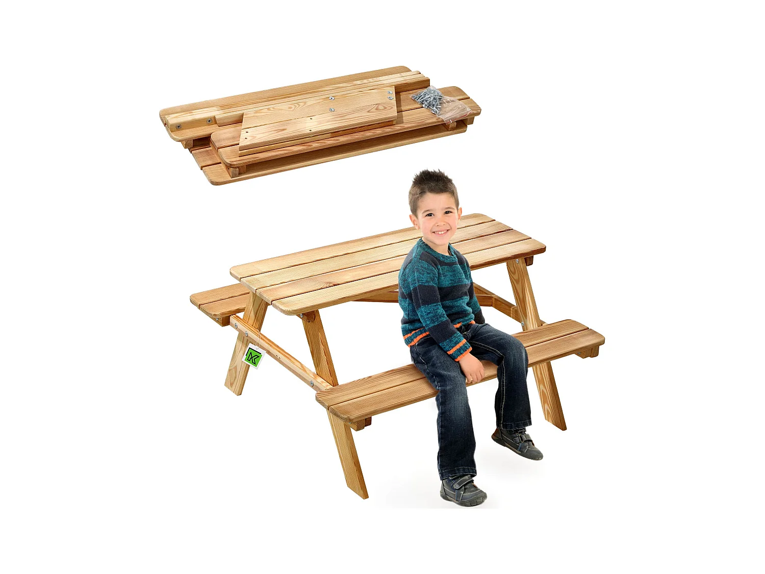 KADAX Zestaw piknikowy dla dzieci Molere naturalny stoliczek dla dzieci