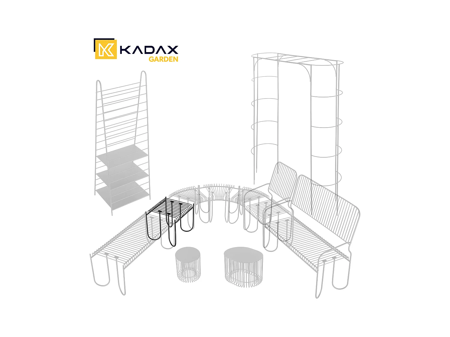 KADAX Ławka do ogrodu Ruste 50 x 45 cm, czarna
