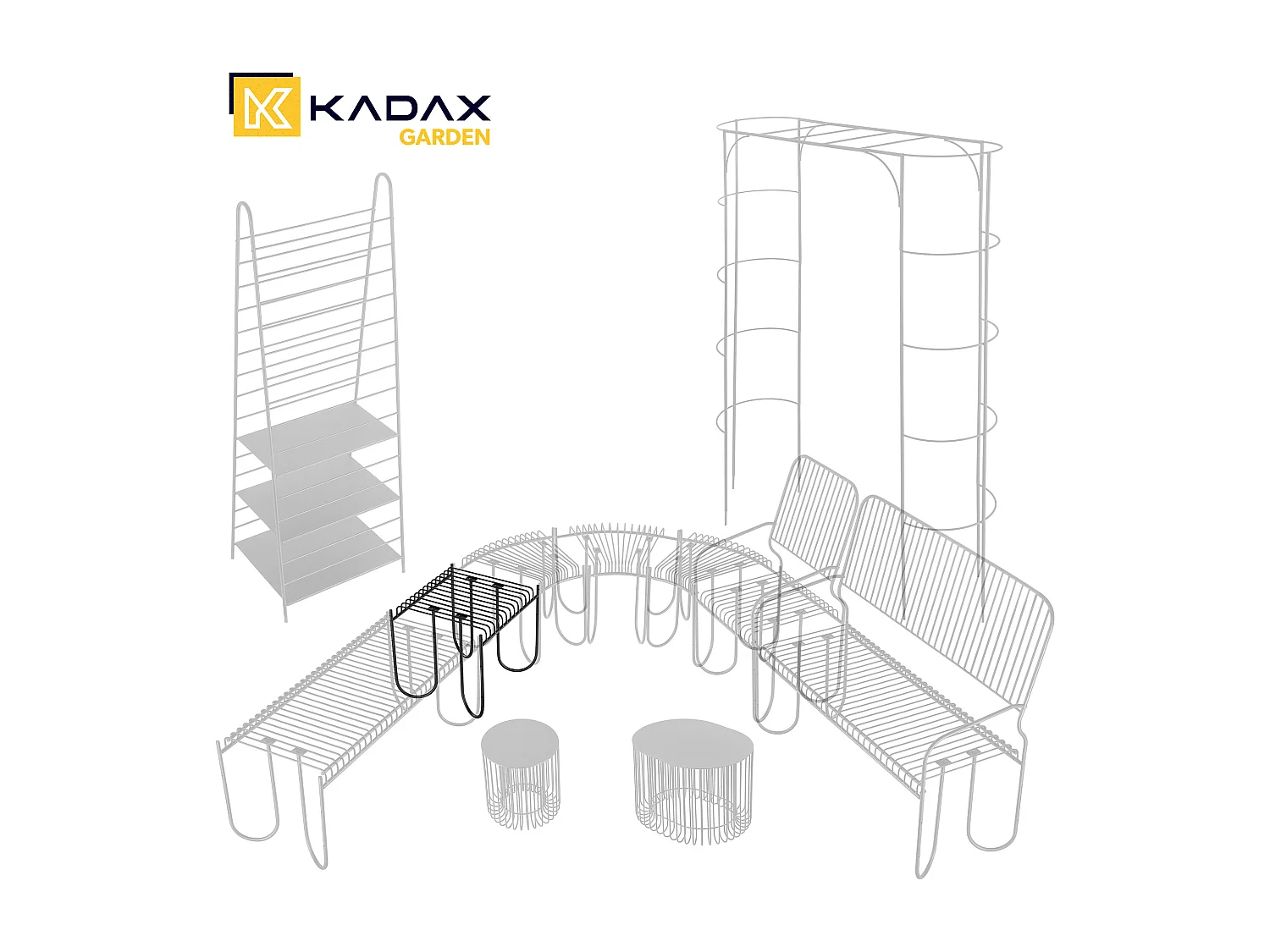 KADAX Ławka do ogrodu Ruste 50 x 45 cm, czarna