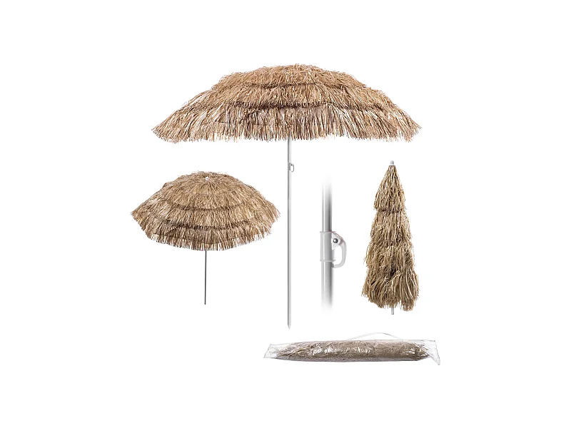 KADAX Sonnenschirm rund für Balkon, Garten, Terrasse, Schwimmbad und Strand, höhenverstellbarer Sonnenschirm, Terrassenschirm, braun/ecru