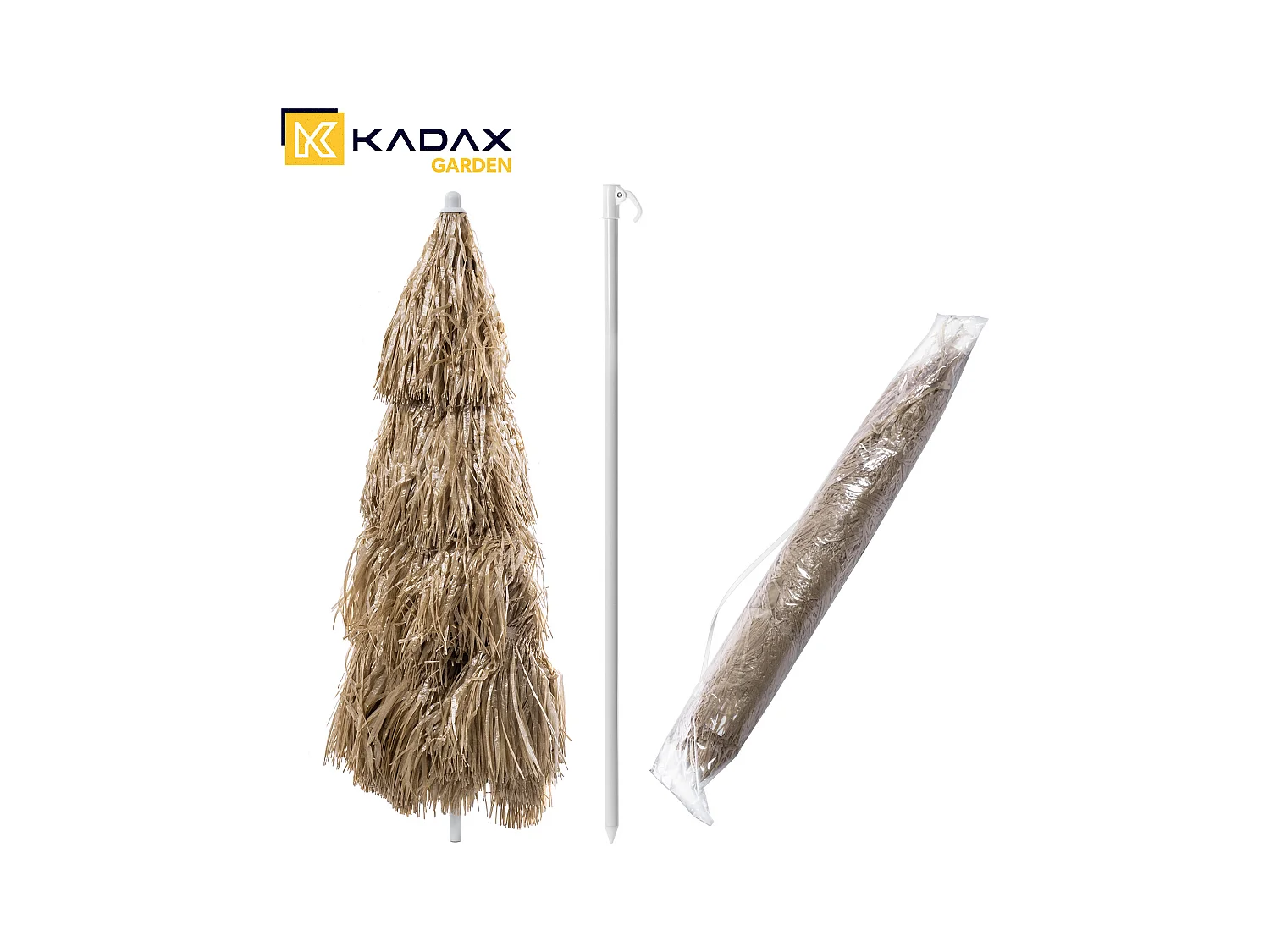 KADAX Sonnenschirm rund für Balkon, Garten, Terrasse, Schwimmbad und Strand, höhenverstellbarer Sonnenschirm, Terrassenschirm, braun/ecru