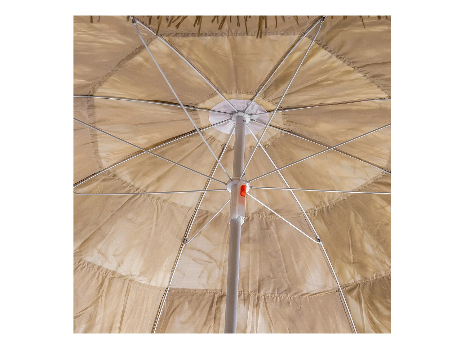 KADAX Sonnenschirm rund für Balkon, Garten, Terrasse, Schwimmbad und Strand, höhenverstellbarer Sonnenschirm, Terrassenschirm, braun/ecru
