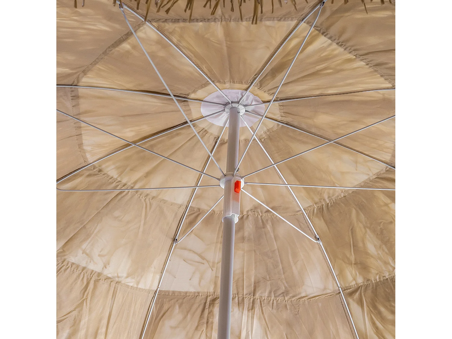 Parasol rond KADAX pour balcon, jardin, terrasse, piscine et plage, parasol réglable en hauteur, parasol de terrasse, marron/écru