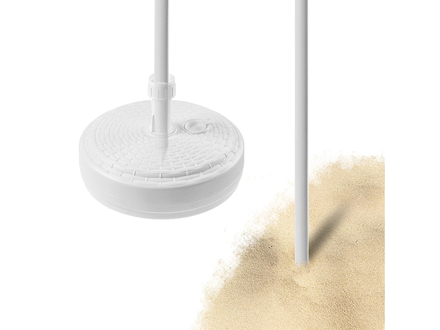 Parasol rond KADAX, 220 x 142-224 cm, parasol de terrasse, brise-vue, parasol réglable en hauteur pour balcon, jardin, terrasse, piscine et plage, écru