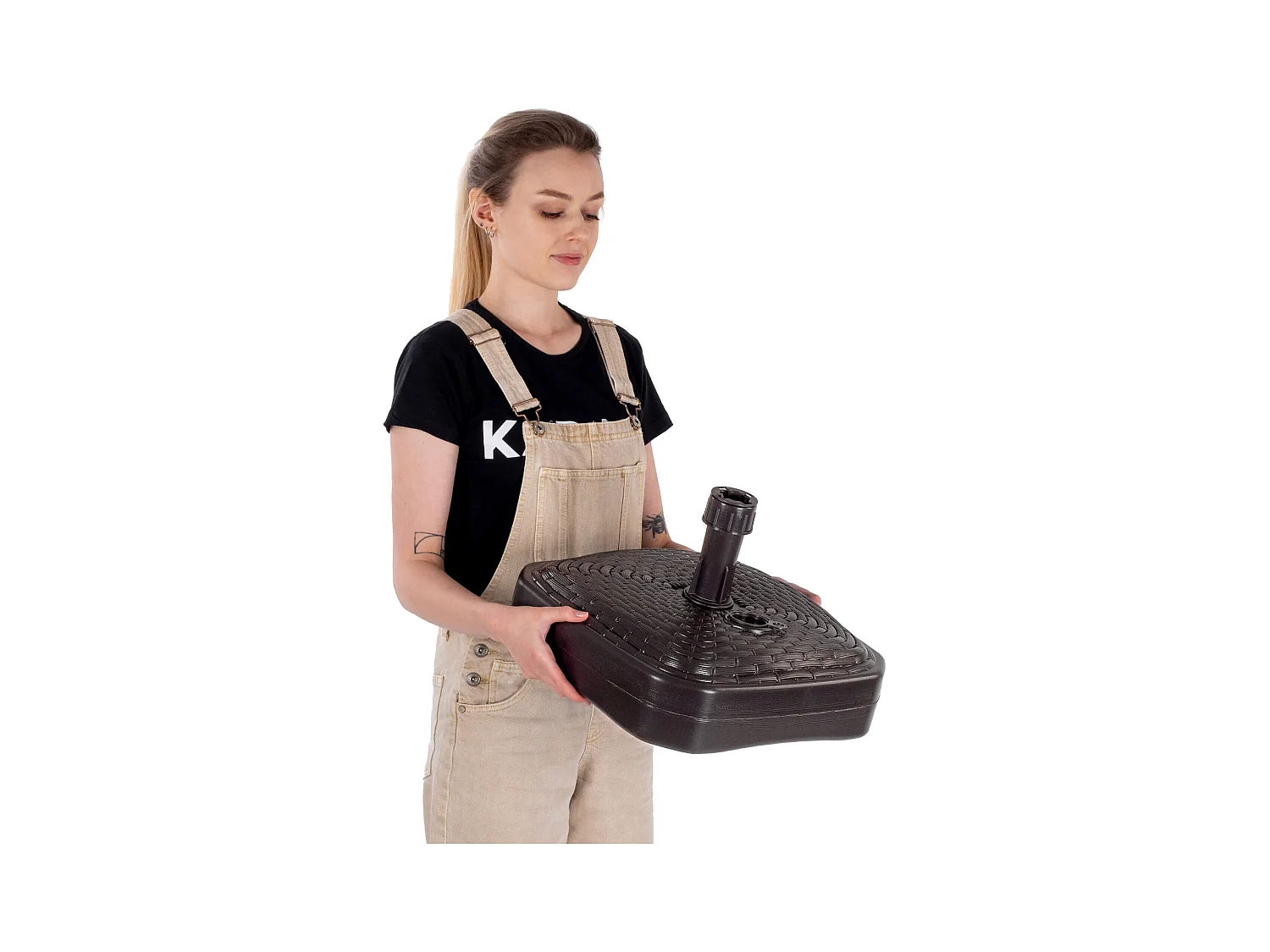 KADAX Sonnenschirmständer, runder Schirmständer, Sonnenschirmhalter befüllbar mit Sand, Wasser oder Kies, Ständer aus Kunststoff für Garten, Terrasse, Strand