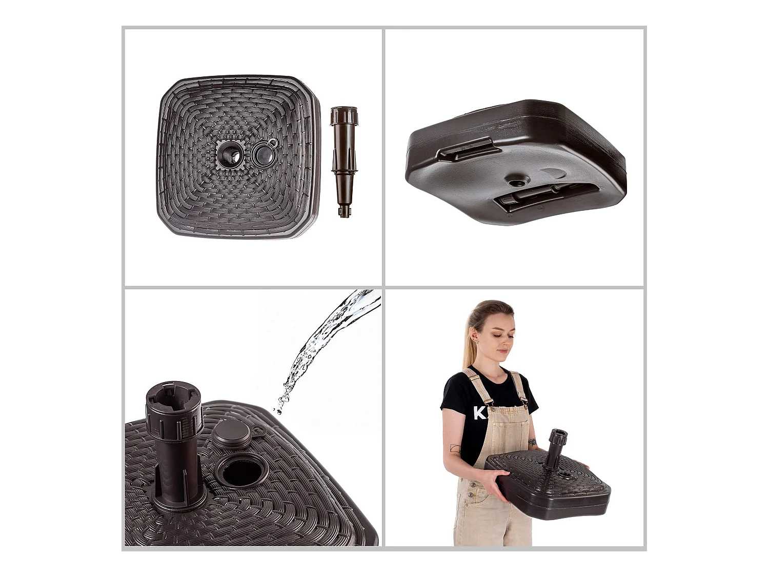 KADAX Sonnenschirmständer, runder Schirmständer, Sonnenschirmhalter befüllbar mit Sand, Wasser oder Kies, Ständer aus Kunststoff für Garten, Terrasse, Strand